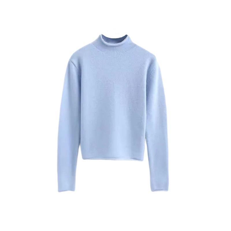 Mock Neck Plain Sweater Product Image