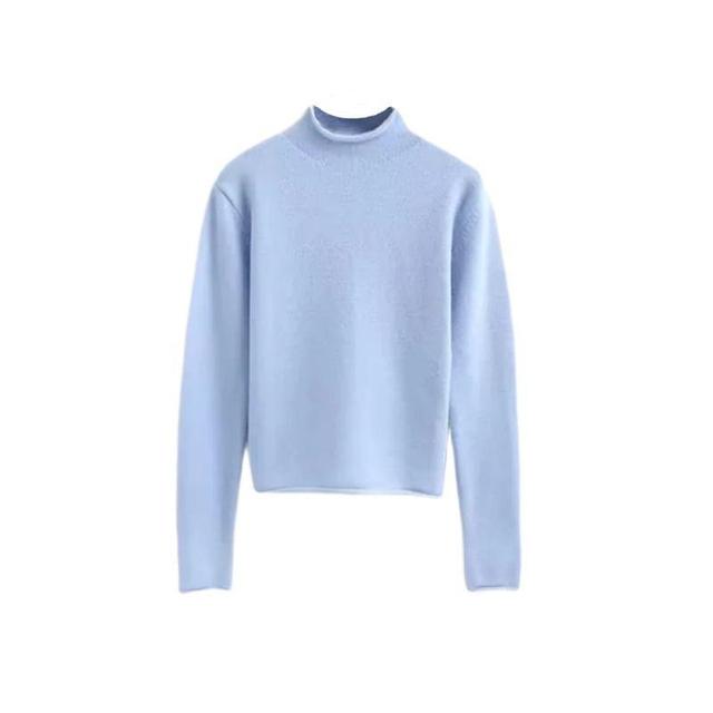 Mock Neck Plain Sweater Product Image