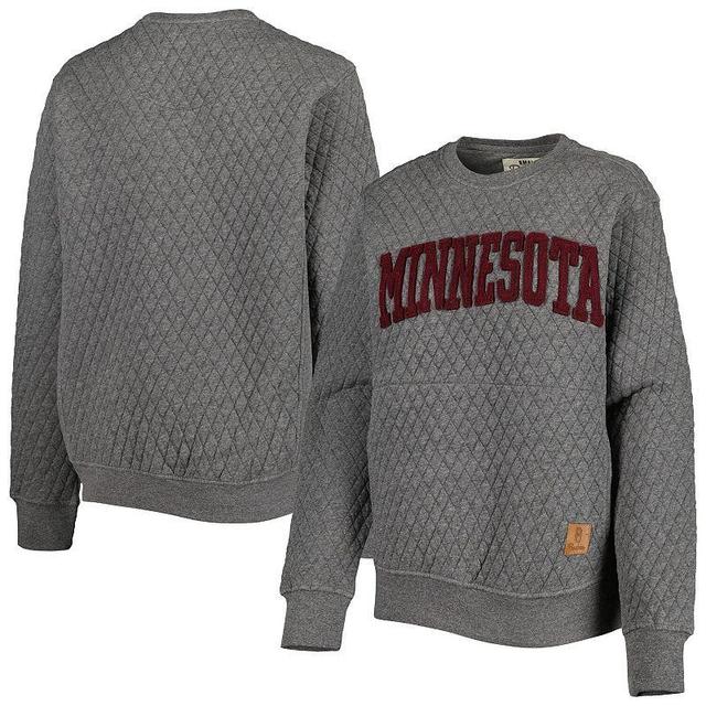 Womens Pressbox Heather Charcoal Minnesota Golden Gophers Moose Quilted Pullover Sweatshirt Product Image