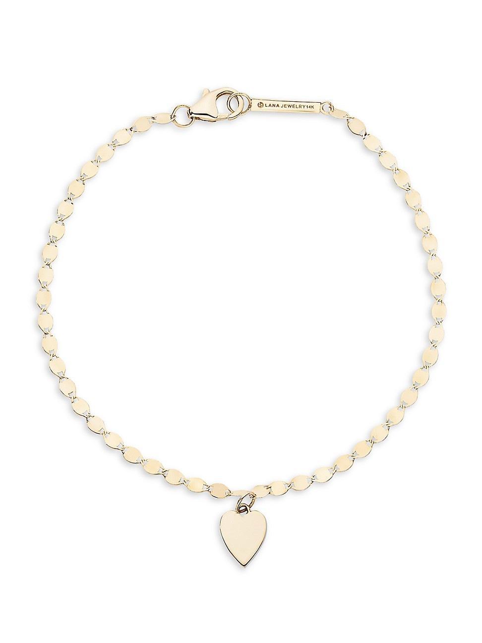 Womens 14K Yellow Gold Heart Charm Bracelet Product Image