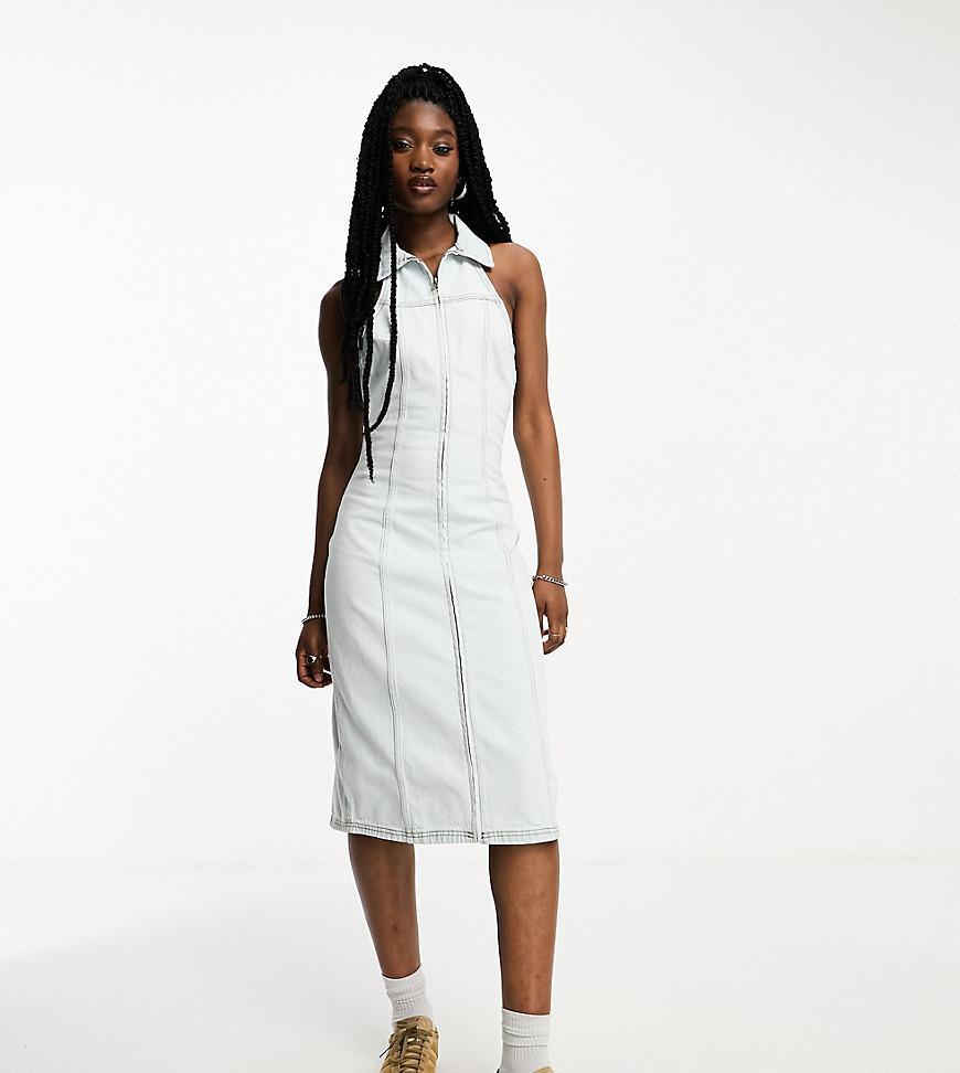 COLLUSION denim midi halterneck dress Product Image