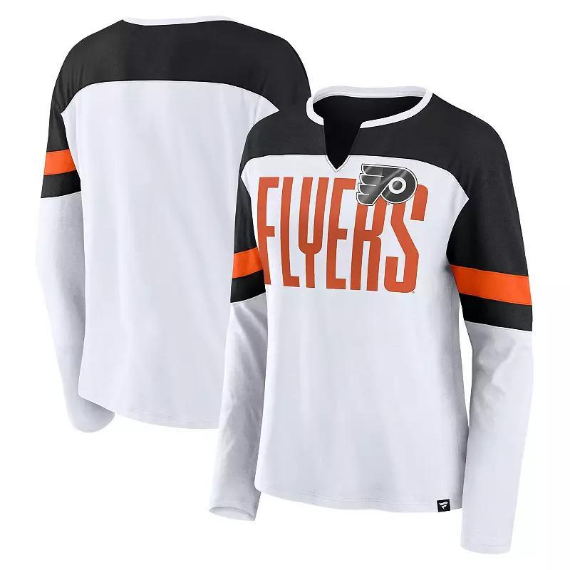 Womens Fanatics White Philadelphia Flyers Frozen Long Sleeve Notch Neck T-Shirt Product Image