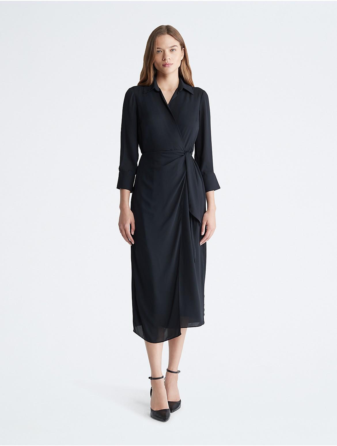 Calvin Klein Womens Wrap Maxi Dress - Black - 2 Product Image