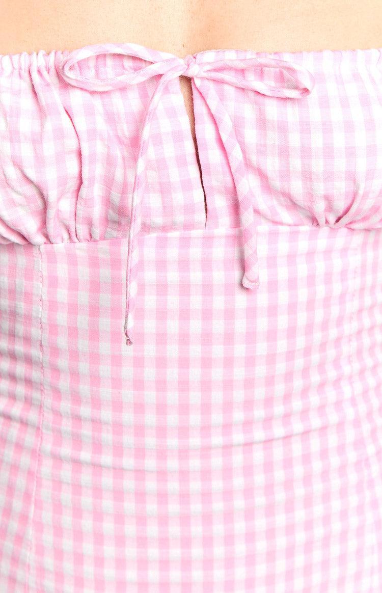 Faith Pink Gingham Strapless Mini Dress Product Image