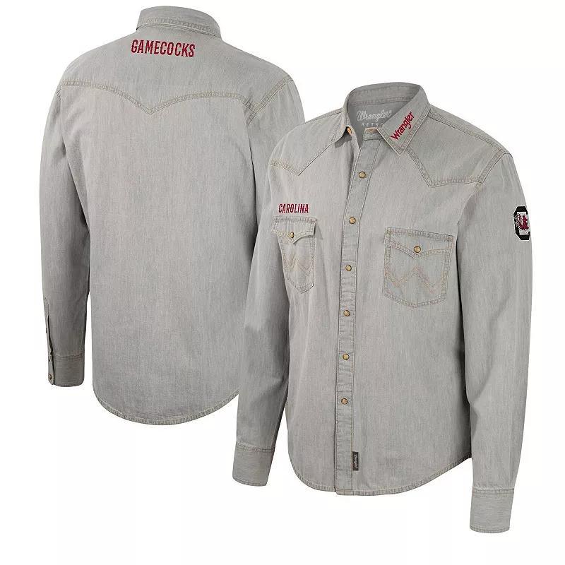 Mens Colosseum x Wrangler Gray South Carolina Gamecocks Cowboy Cut Western Full-Snap Long Sleeve Shirt Product Image