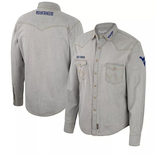 Mens Colosseum x Wrangler Gray Michigan State Spartans Cowboy Cut Western Full-Snap Long Sleeve Shirt Product Image