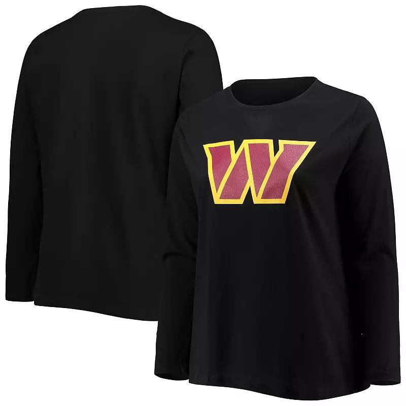 Womens Fanatics Branded Black Washington Commanders Plus Size Primary Logo Long Sleeve T-Shirt Product Image