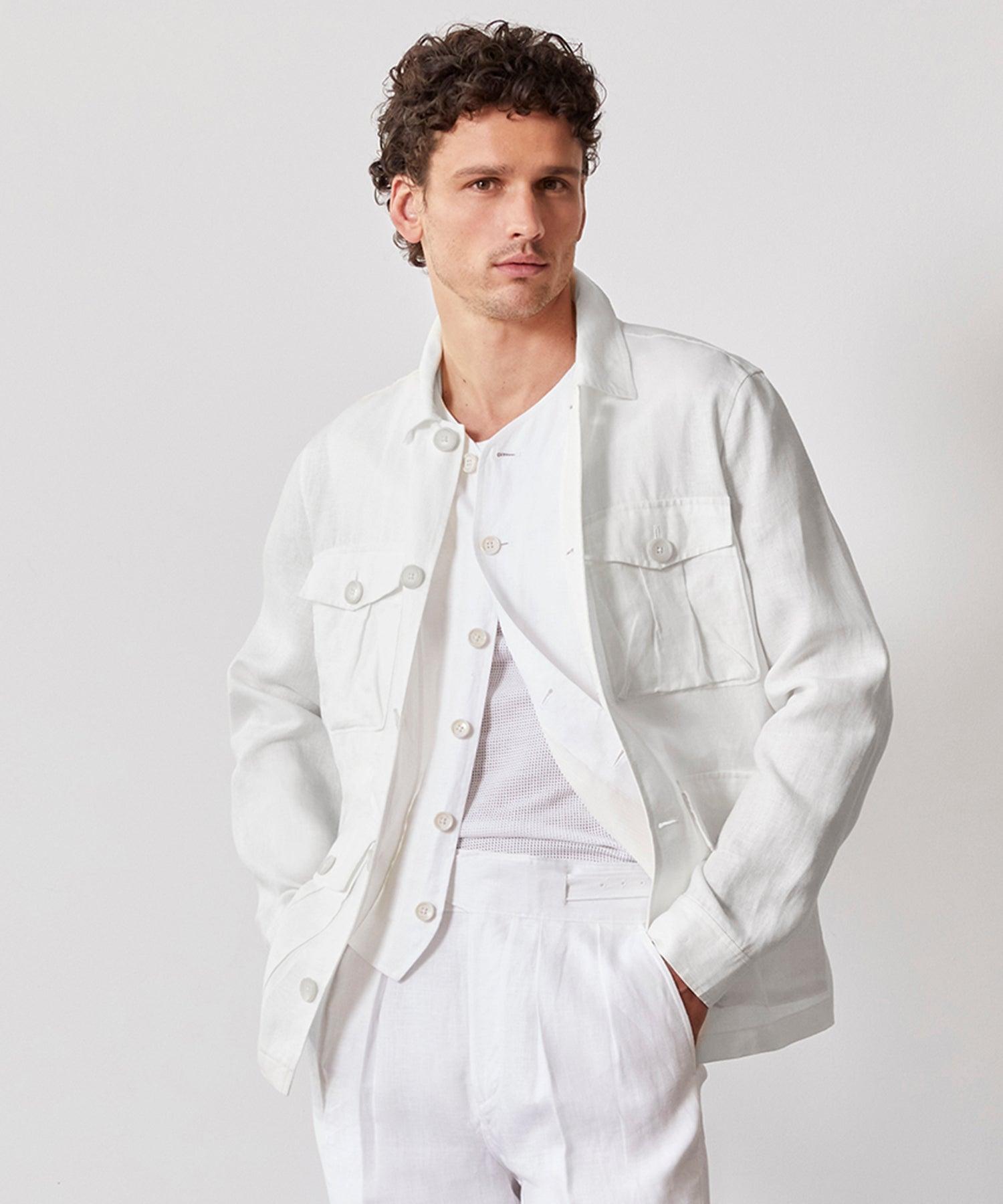 Irish Linen Field Jacket in White Product Image