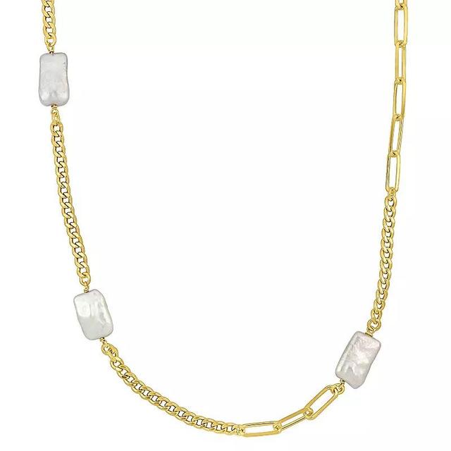 Stella Grace 18k Gold Over Silver Freshwater Cultured Pearl Station Chain Necklace, Womens Gold Tone Product Image