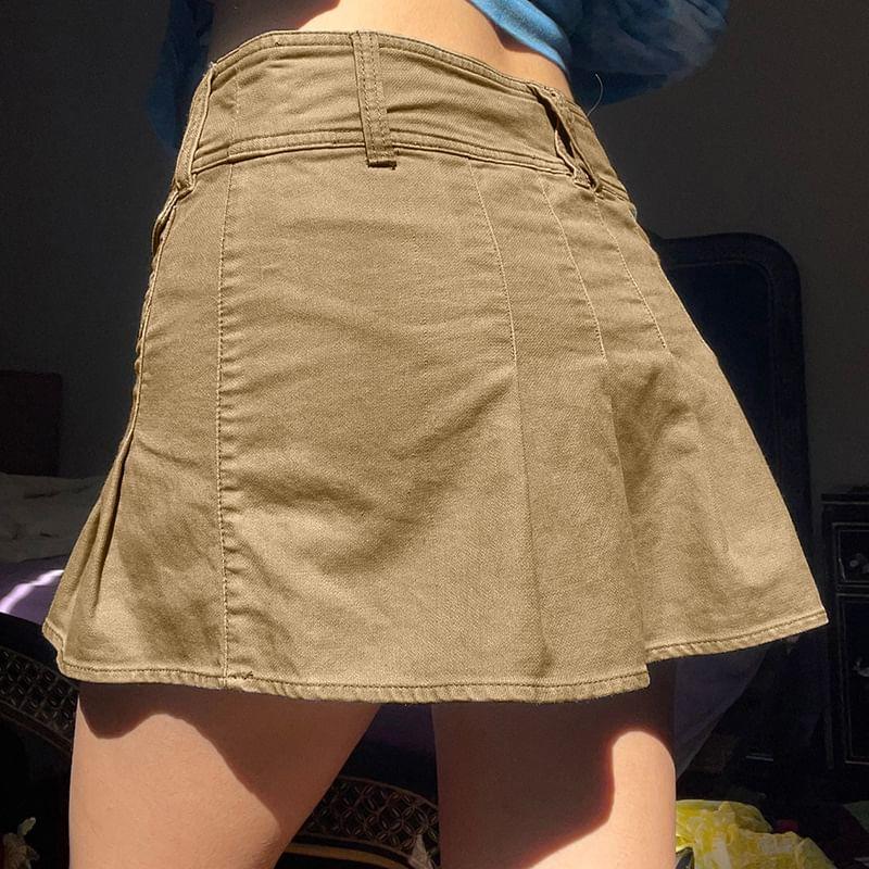 Low Waist Pocket Mini Pleated Cargo Skirt product image