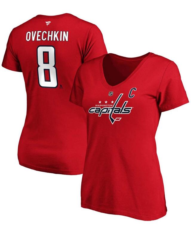 Womens Fanatics Branded Alexander Ovechkin Washington Capitals Authentic Stack Name and Number V-Neck T-Shirt Product Image