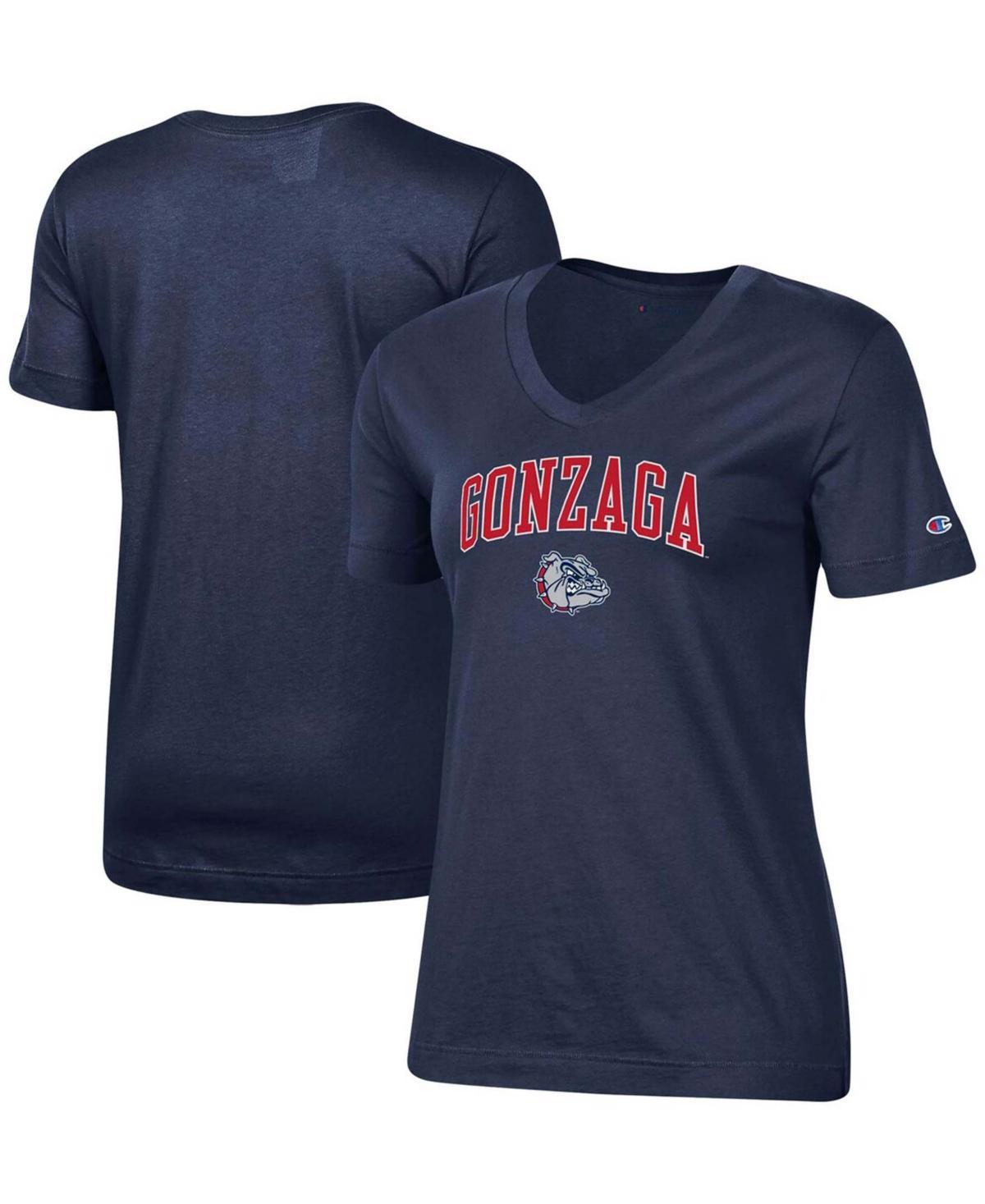 Womens Navy Gonzaga Bulldogs University Arch Logo V-Neck T-shirt Product Image