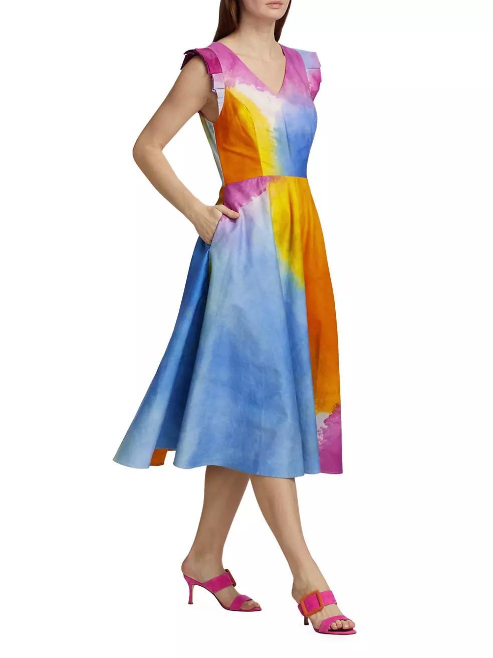 Wura Chambray Watercolor A-Line Dress Product Image