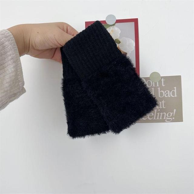 Plain Knit Fingerless Gloves Product Image