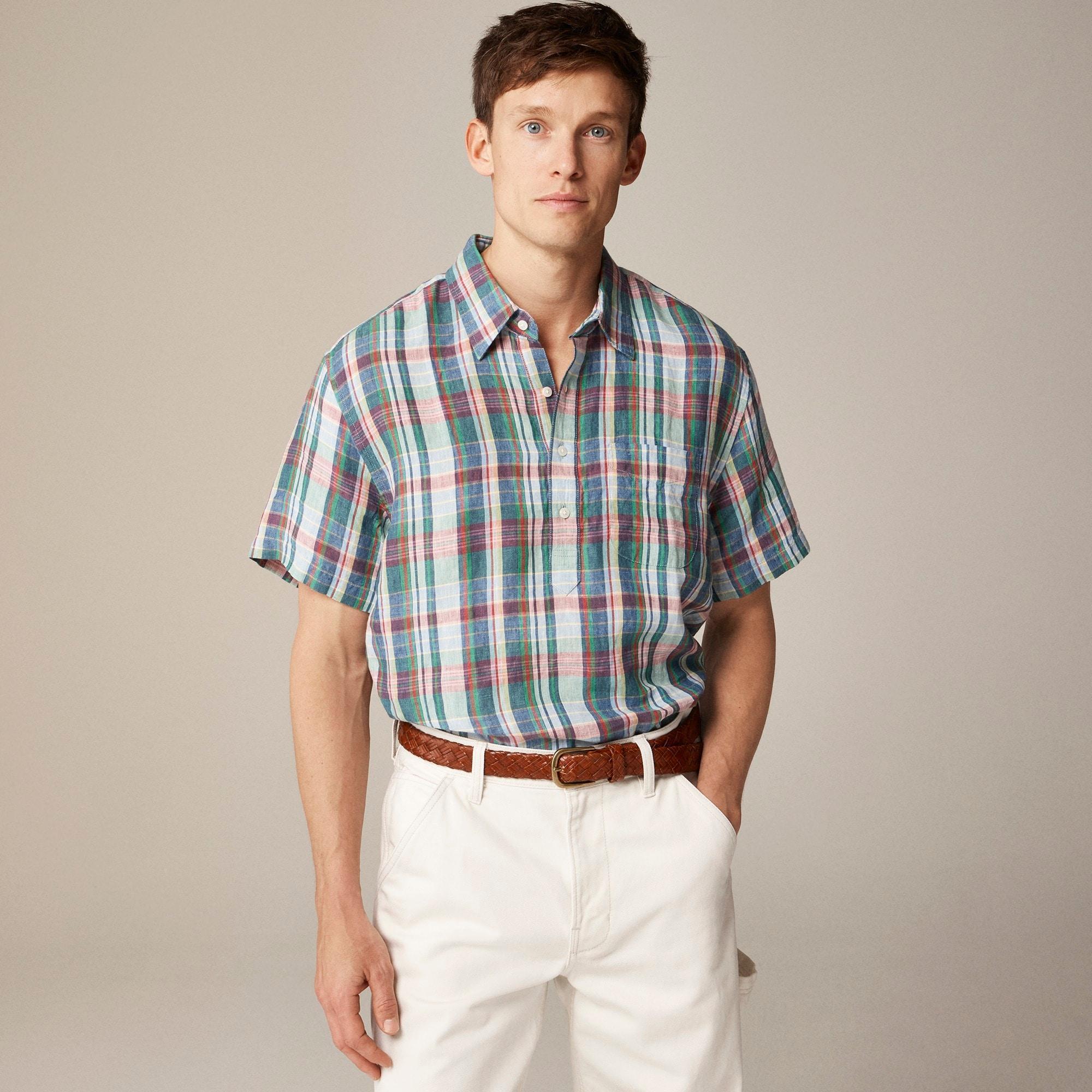 Short-sleeve Baird McNutt Irish linen popover shirt Product Image