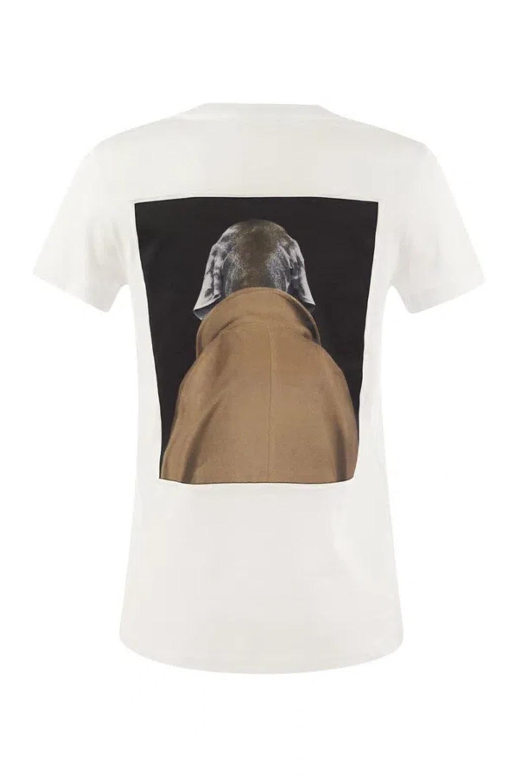 MAX MARA Printed Cotton T-shirt In Brown Product Image