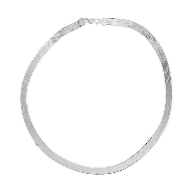 Sterling Silver Wide Herringbone Chain Necklace, Womens White Product Image