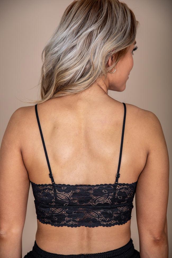 Couldn't Care Lace Black Ribbed Lace Back Bralette FINAL SALE Product Image