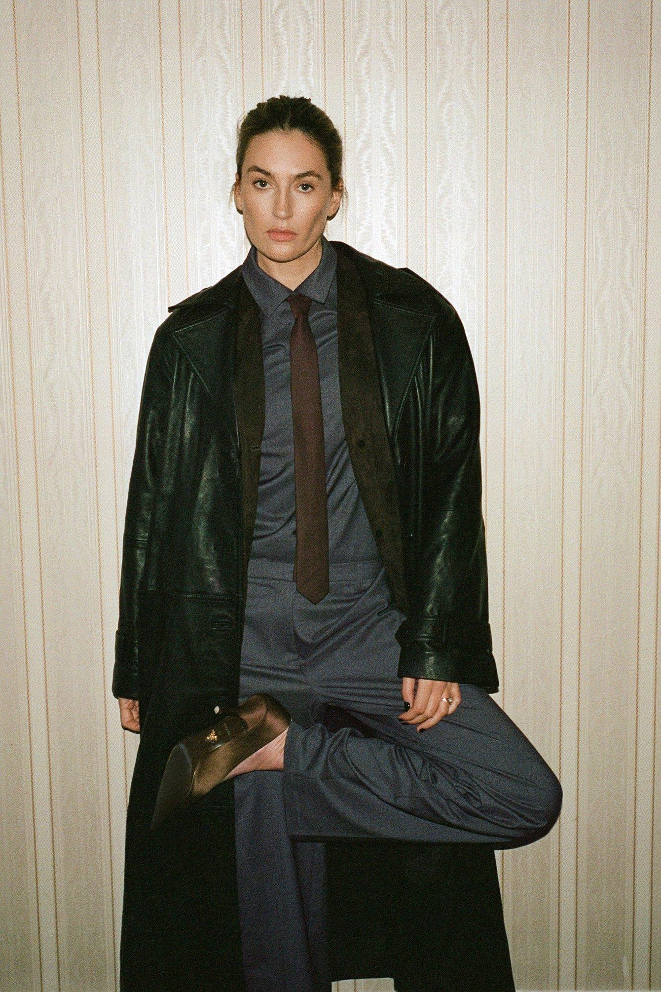 Straight Leather Trenchcoat Product Image