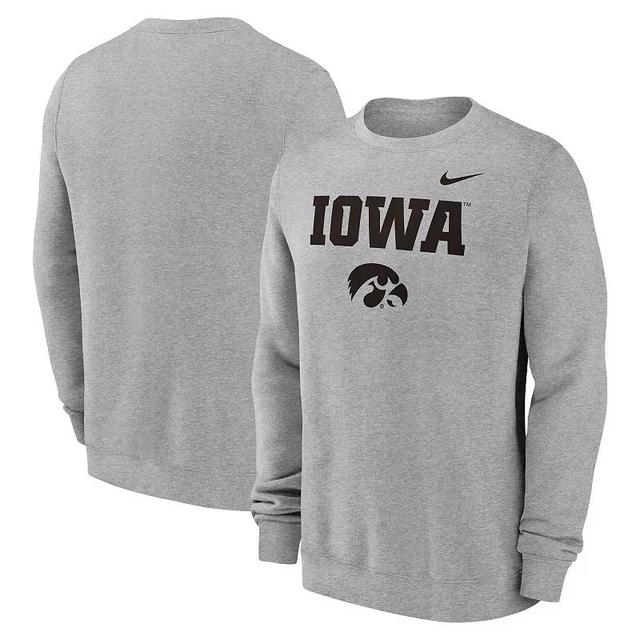 Mens Nike Heather Gray Iowa Hawkeyes Primetime Primary Stack Pullover Sweatshirt Product Image