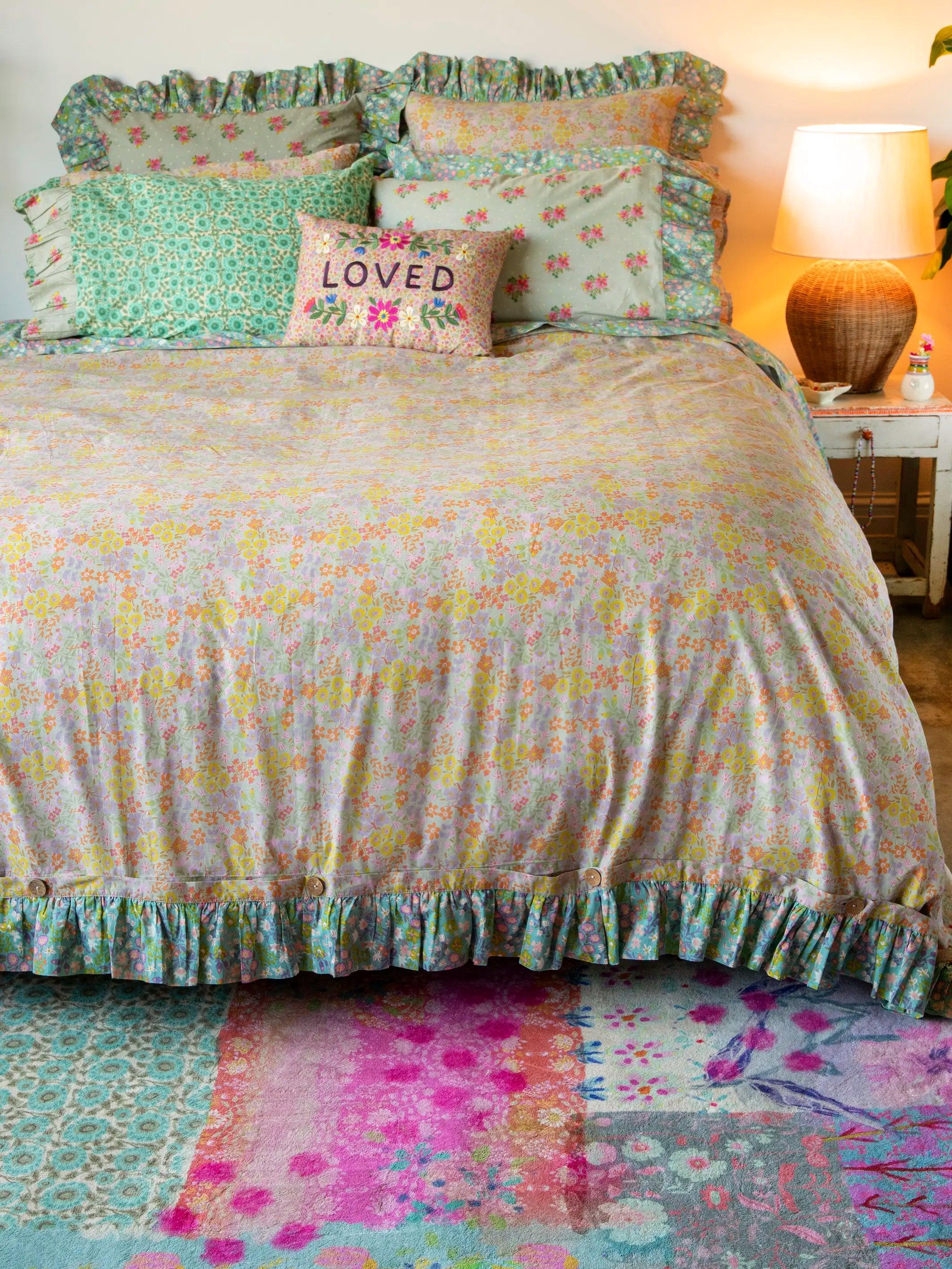 Reversible Ruffle Cotton Duvet Cover - Nora Product Image