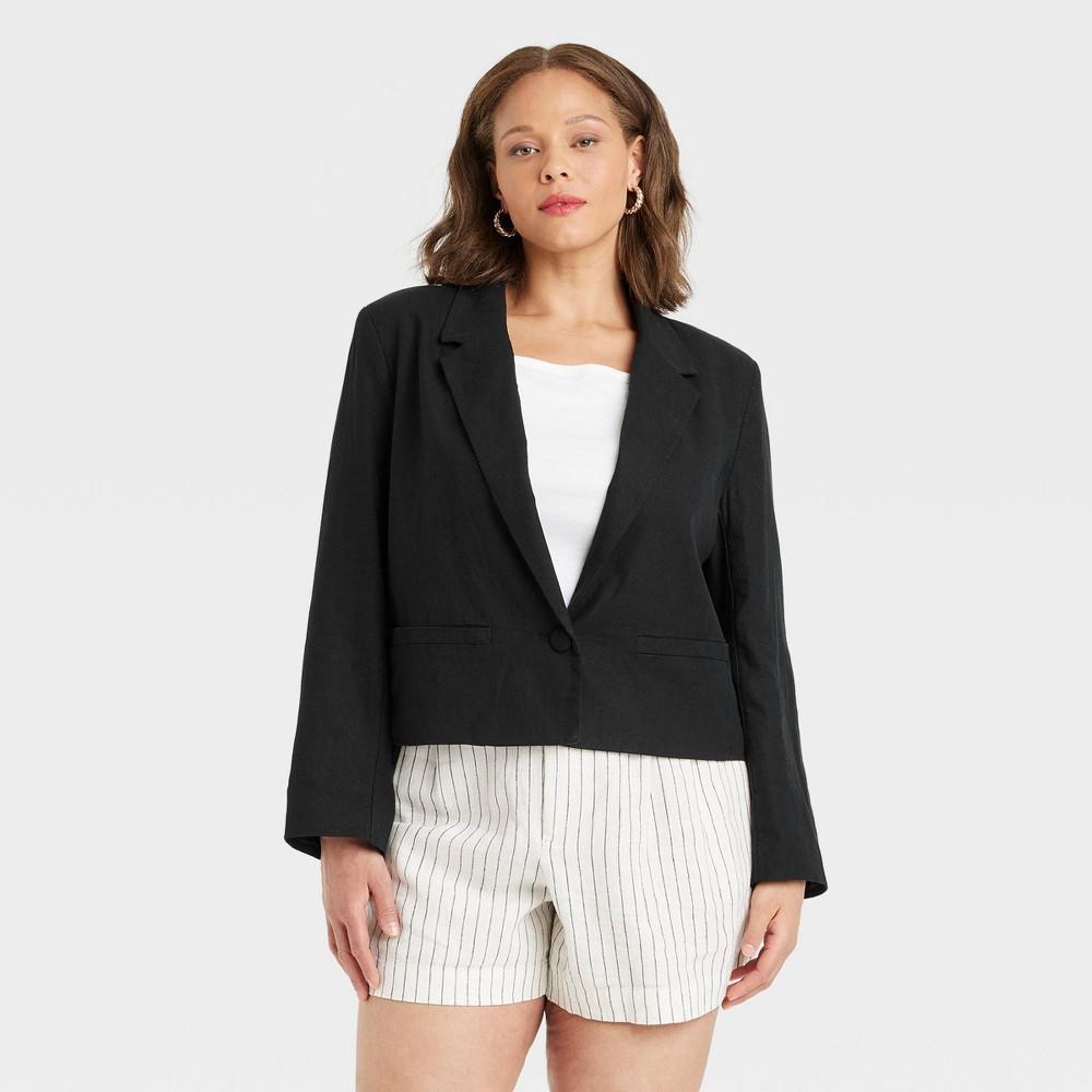 Womens Cropped Blazer - A New Day Black 2X Product Image