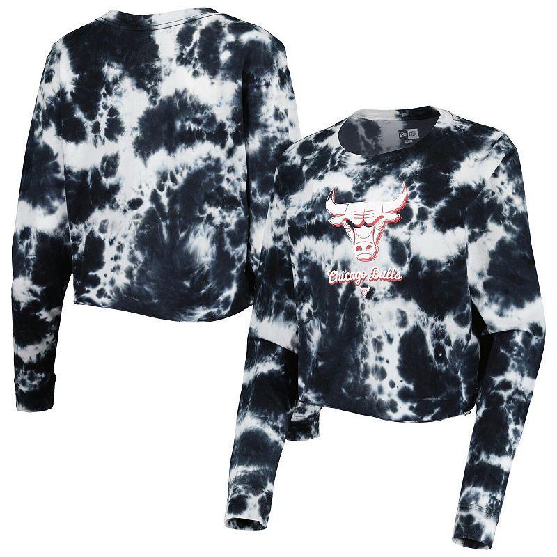 Womens New Era Chicago Bulls Tie Dye Cropped Long Sleeve T-Shirt Product Image