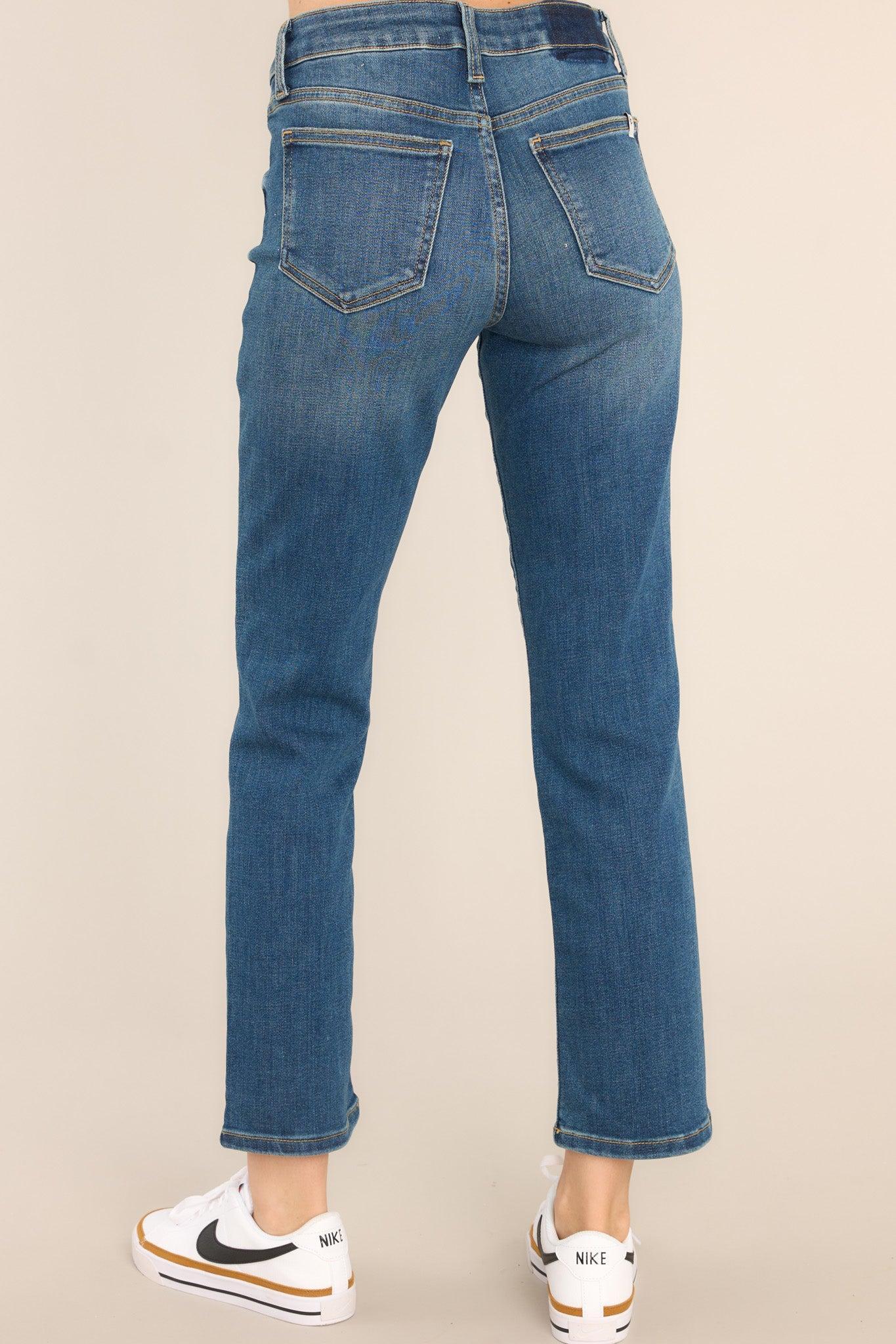 Take You Down Medium Wash Cropped Stretch Jeans Blue Product Image