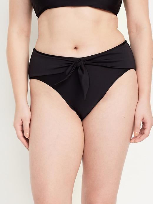 High-Waisted Bikini Swim Bottoms Product Image