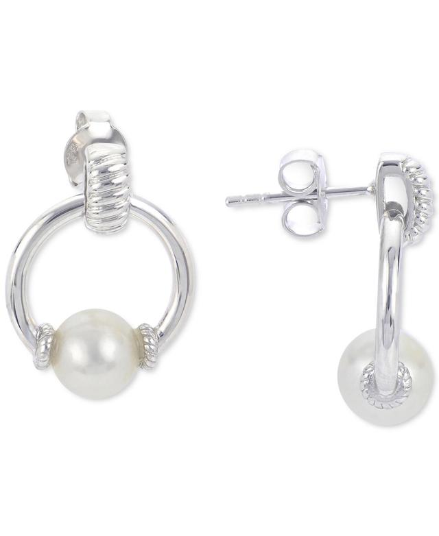 Cultured Freshwater Pearl (7mm) Doorknocker Drop Earrings in Sterling Silver Product Image