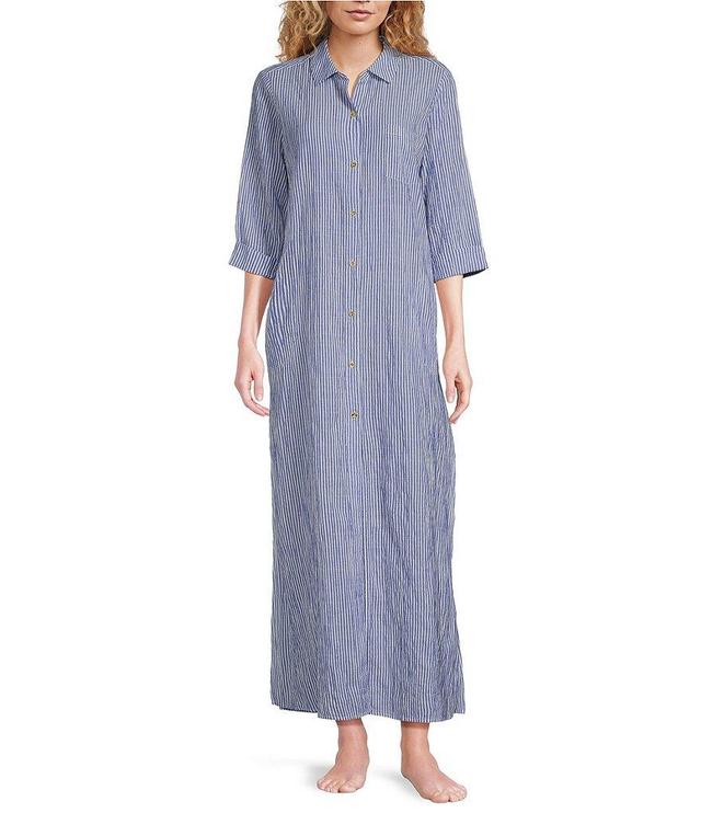 Lilly Pulitzer Natalie Stripe Point Collar Side Pocket Button Front Swim Cover-Up Maxi Dress Product Image