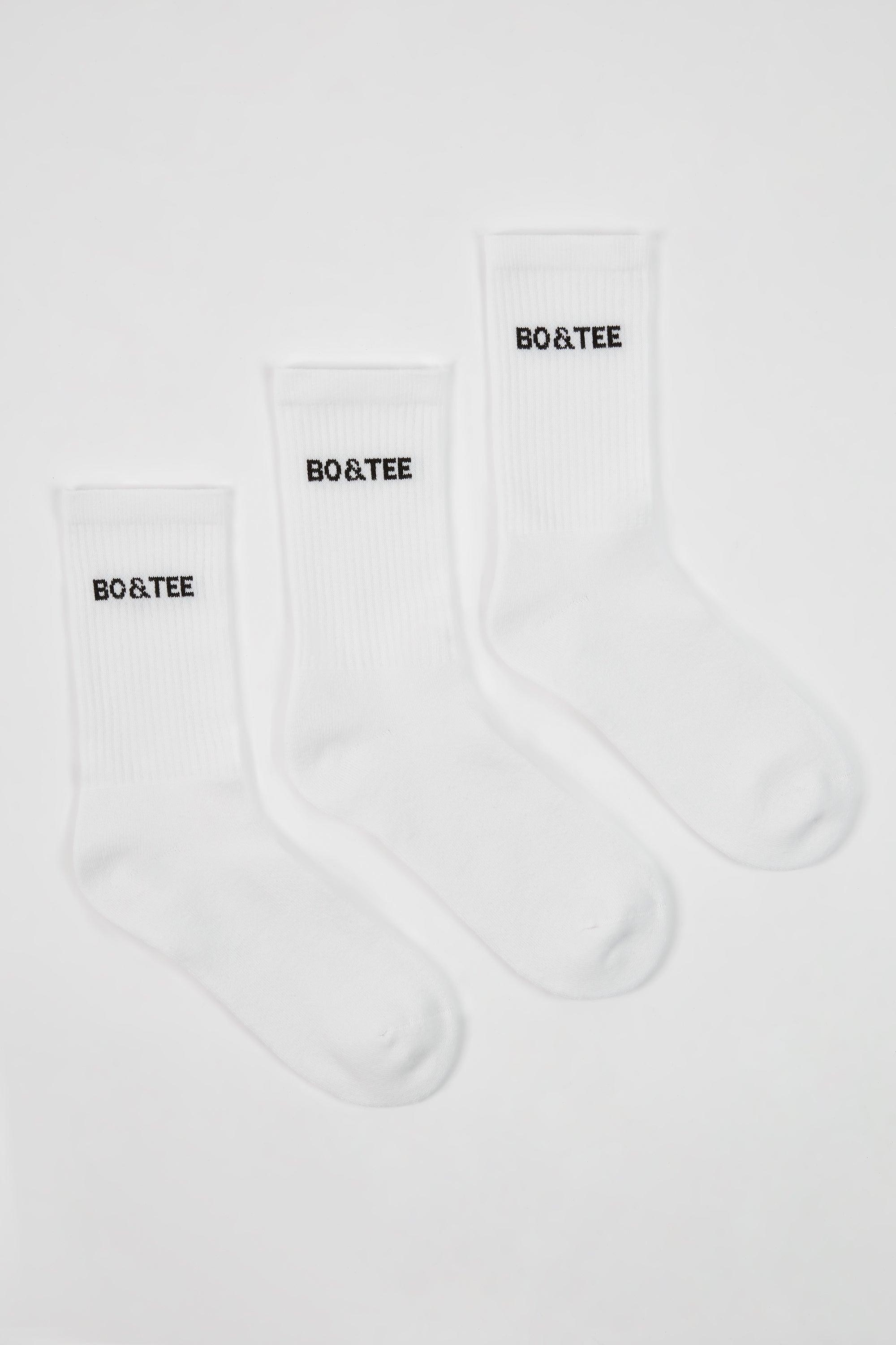 Ribbed Crew Sock Bundle in White Product Image