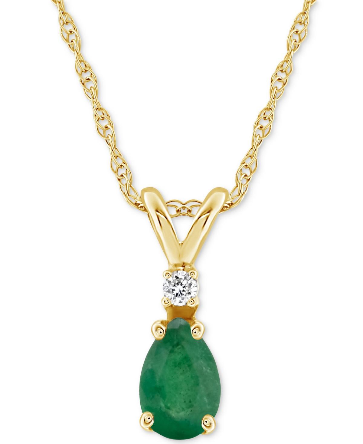 Celebration Gems 14K Yellow Gold Pear-Shaped Gemstone & Diamond-Accent Pendant Necklace, Womens Red Product Image