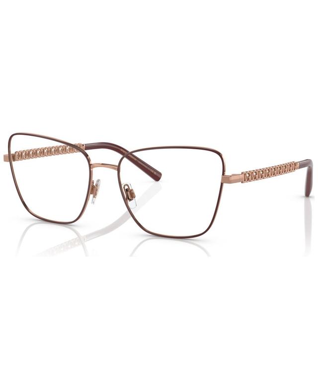 Dolce&Gabbana Womens Eyeglasses, DG1346 57 - Pink Gold, Matte Bordeaux Product Image