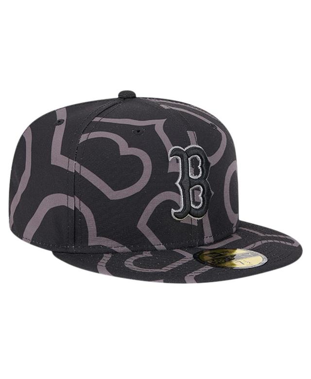 New Era Mens Black Boston Red Sox Logo Fracture 59FIFTY Fitted Hat - Black Product Image