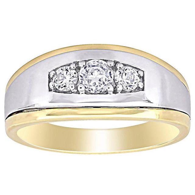 Stella Grace Mens 10k Gold Two Tone Lab-Created White Sapphire 3-Stone Ring 10k Two Tone Product Image