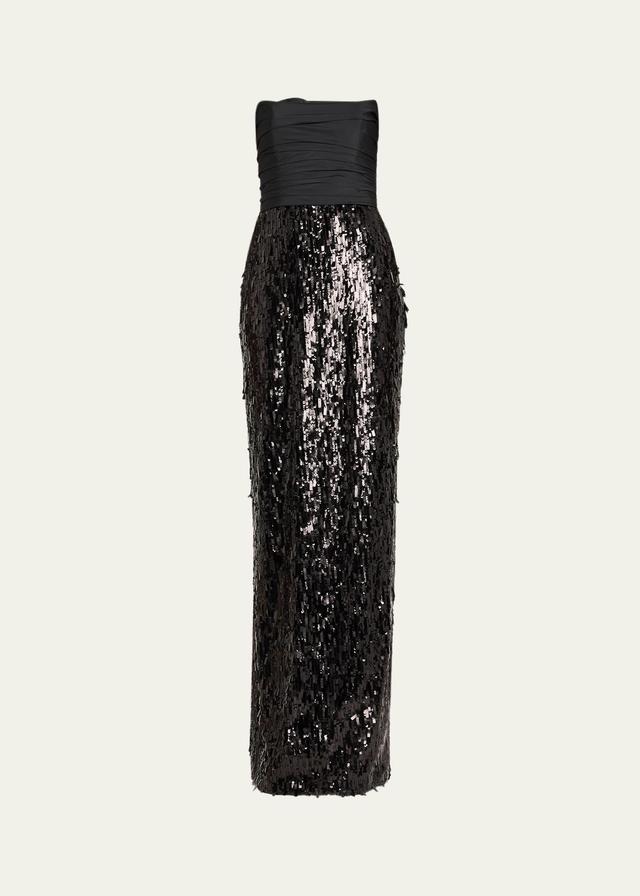 Womens Strapless Ruched Sequin Gown Product Image