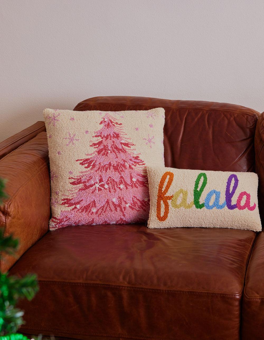 Christmas Tree Wool Hooked Pillow Product Image