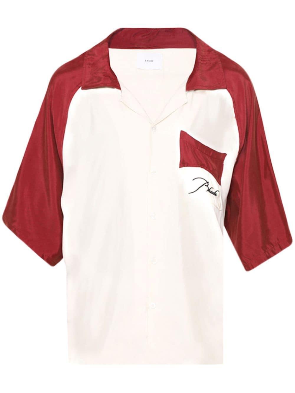 Raglan Poplin Button Up Shirt In Red Product Image