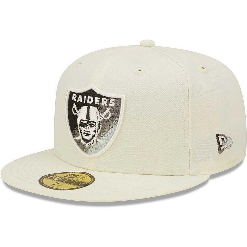 Men's New Era Cream Las Vegas Raiders Chrome Color Dim 59FIFTY Fitted Hat Product Image