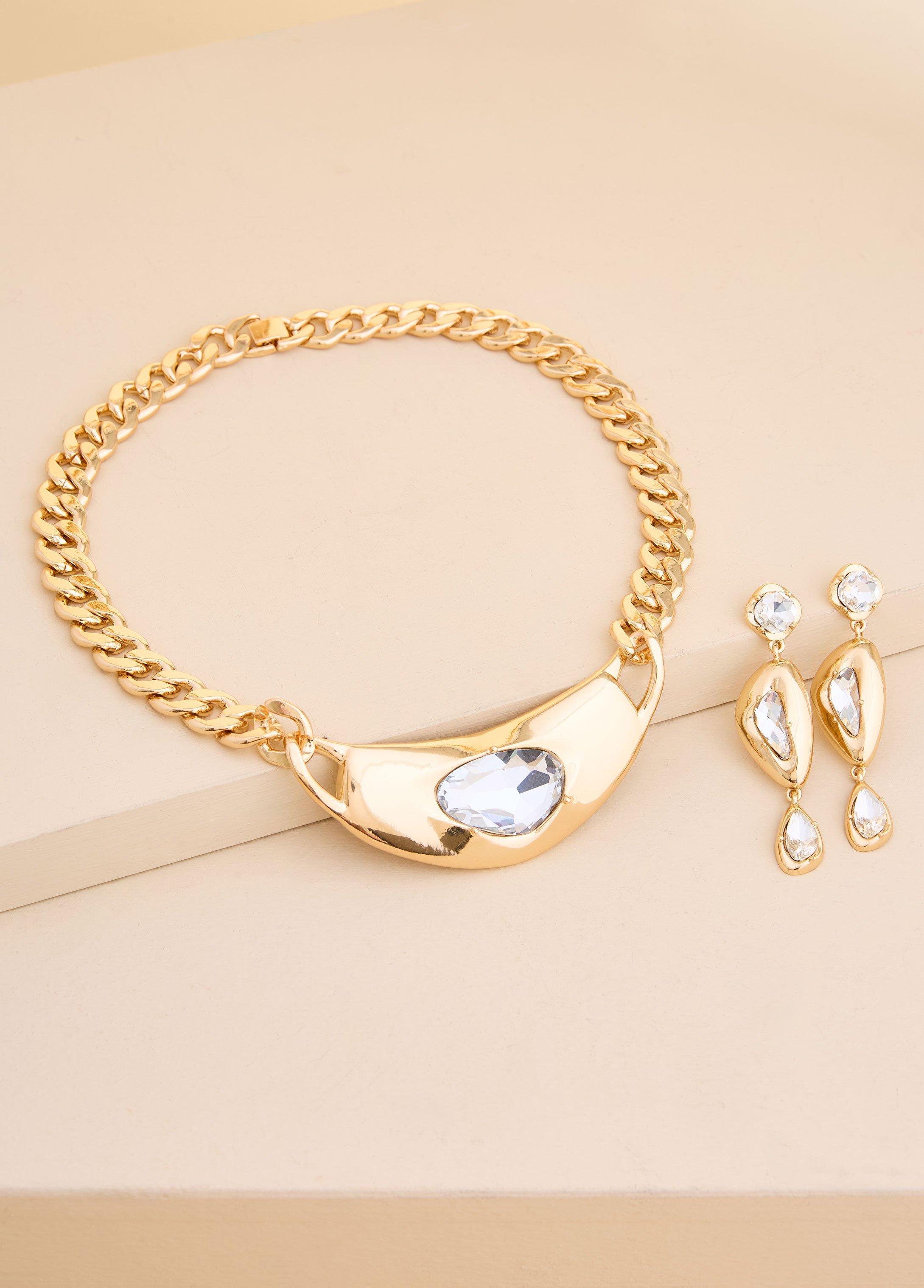 Crystal Pendant Gold Tone Necklace Product Image