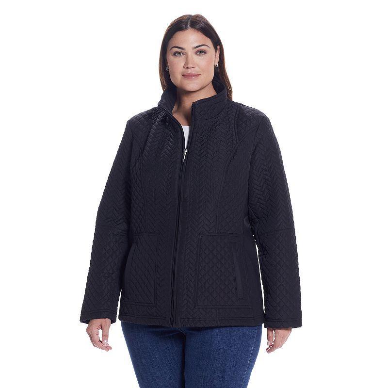 Plus Size Weathercast Quilted Jacket, Womens Black Product Image