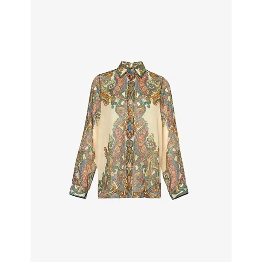 Womens Multi Paisley Ottie Paisley-print Ramie Shirt Product Image