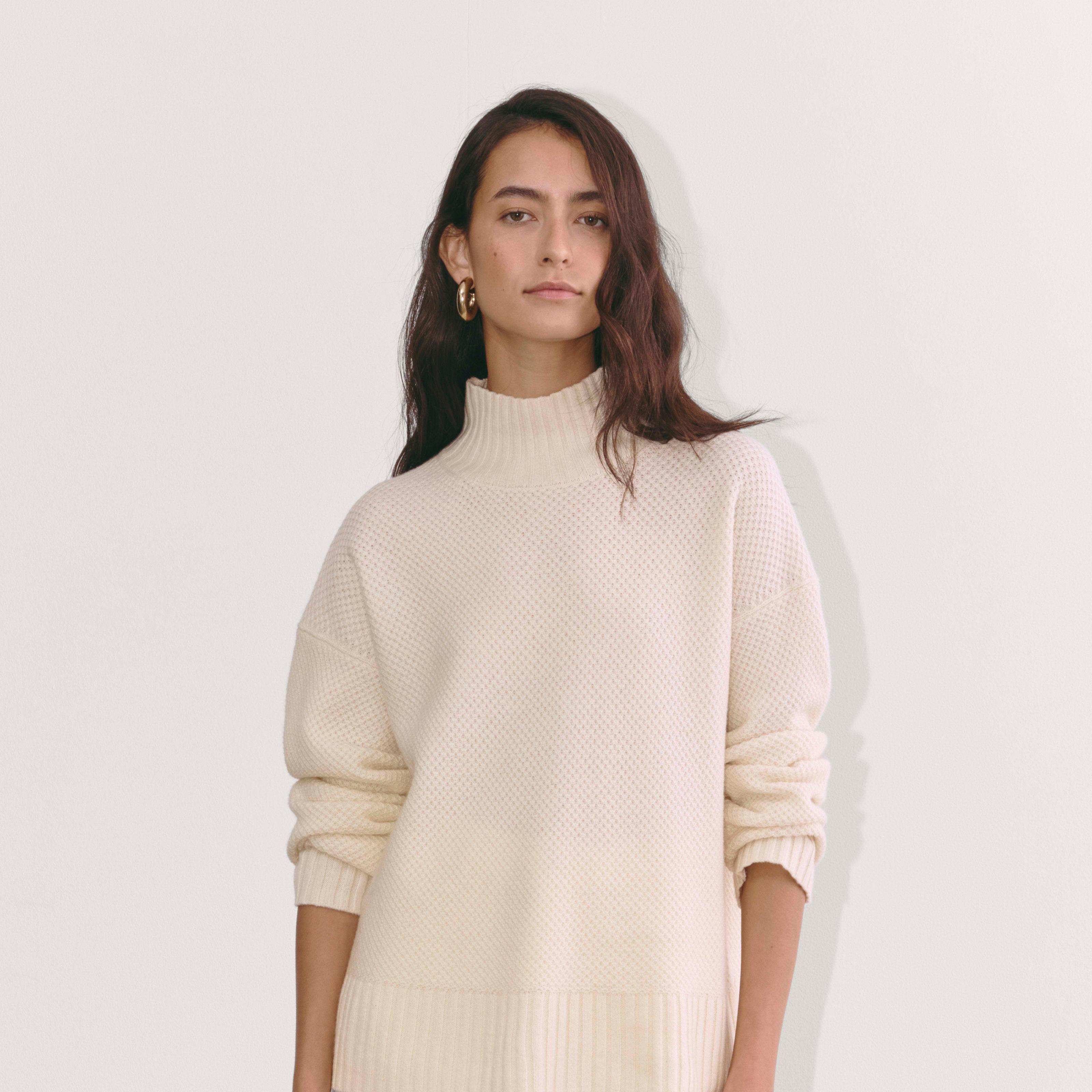 The Honeycomb Funnel Neck in Wool Cashmere Product Image