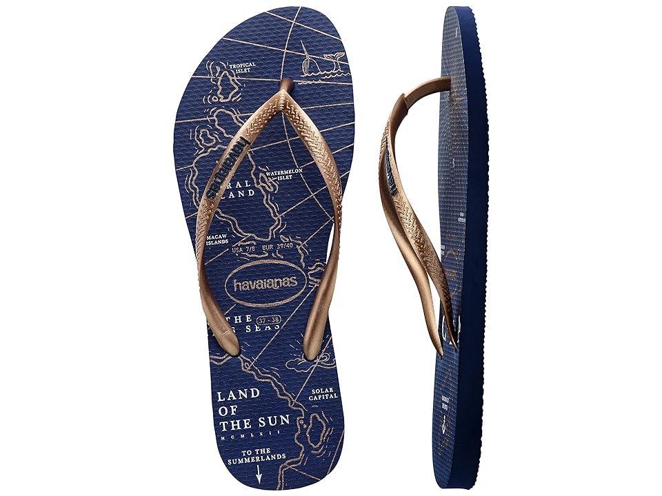 Havaianas Slim Nautical Flip Flop Sandal (Navy Blue/Rose /White) Women's Sandals Product Image