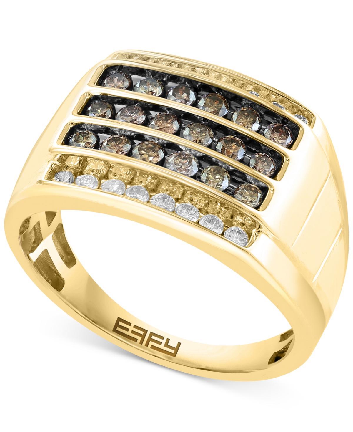 Effy Mens Espresso Diamond (5/8 ct. t.w.) & White Diamond (1/3 ct. t.w.) Ring in 14k Gold Product Image