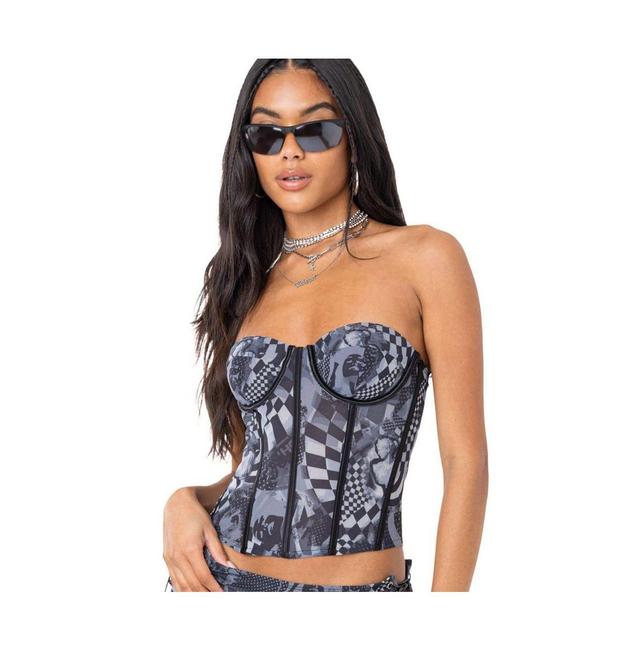 Womens Mesh Corset With Print Top Product Image