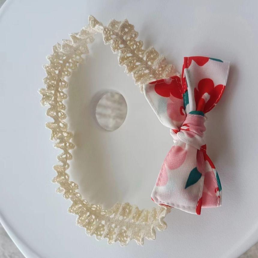 Floral Bow Lace Headband Product Image