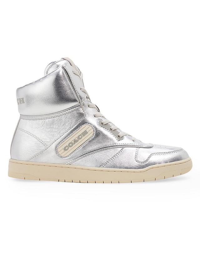 Womens C202 Metallic Leather High-Top Sneakers Product Image