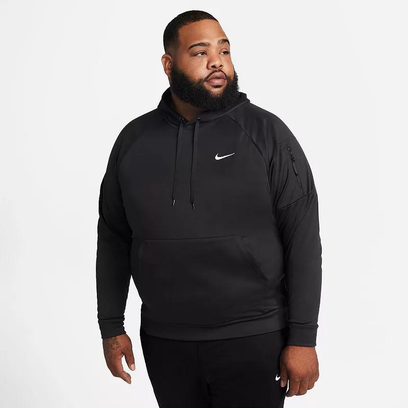 Nike Mens Therma Fleece Pullover Hoodie - Black/Black/White Product Image